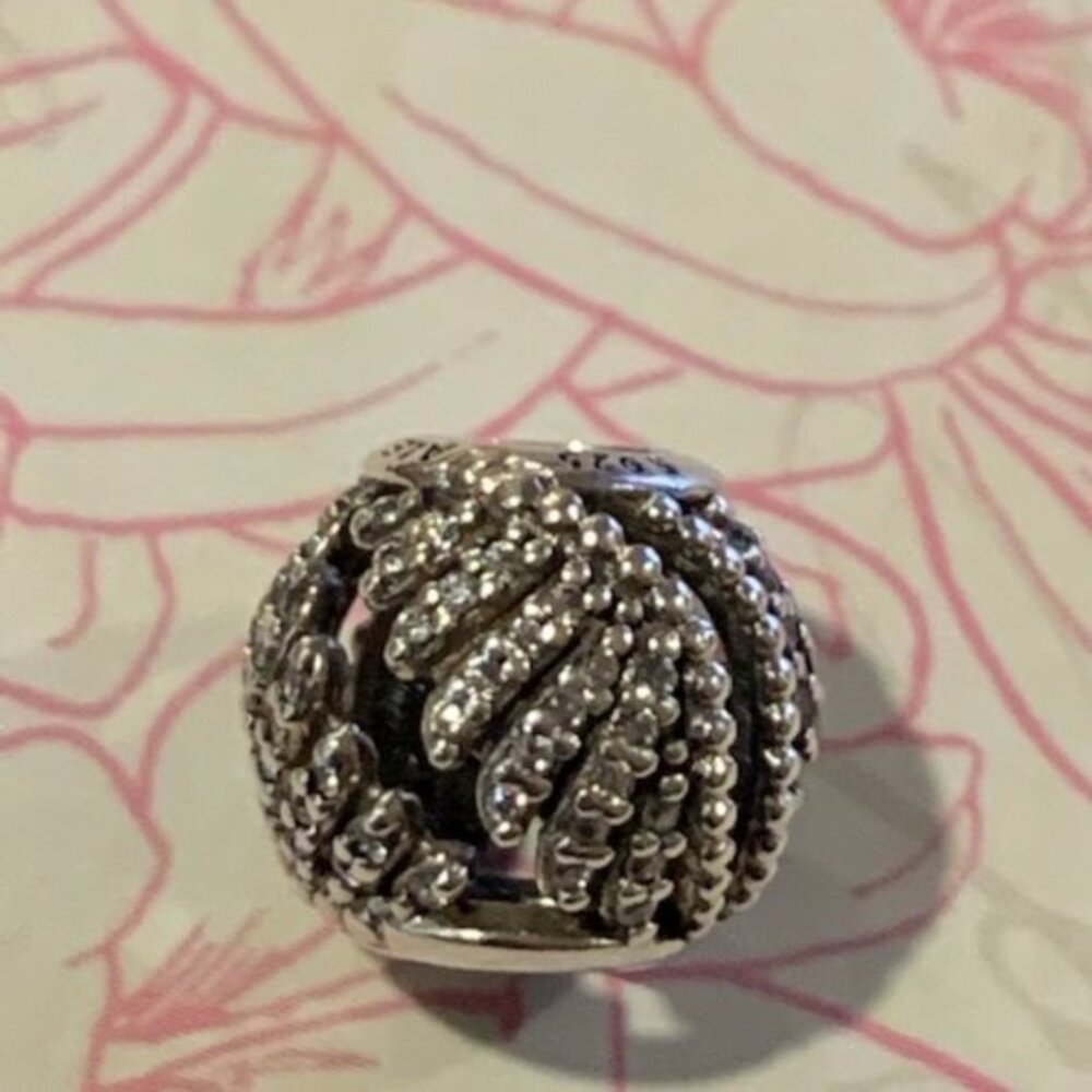 Authentic Pandora Majestic Feathers Charm #791749CZ